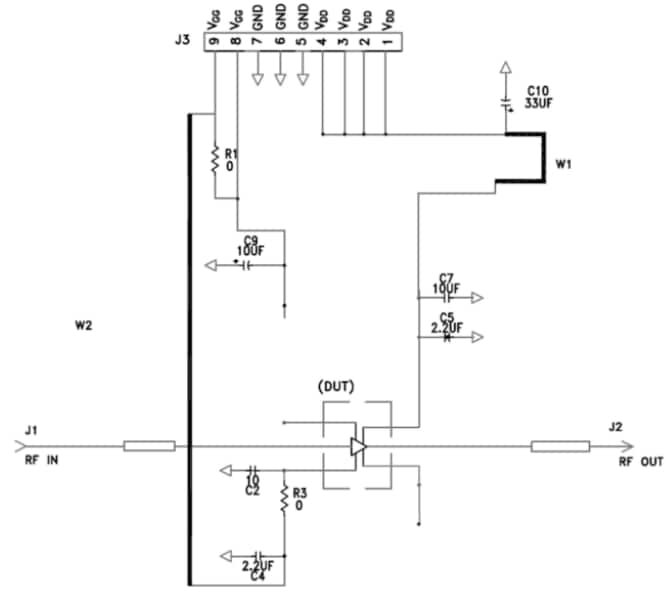 Schematic - MACOM CMPA0760020F-AMP Evaluation Board